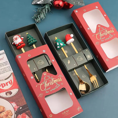 Christmas Special Stainless Steel Cutlery Set in Elegant Gift Box (Set of 2)