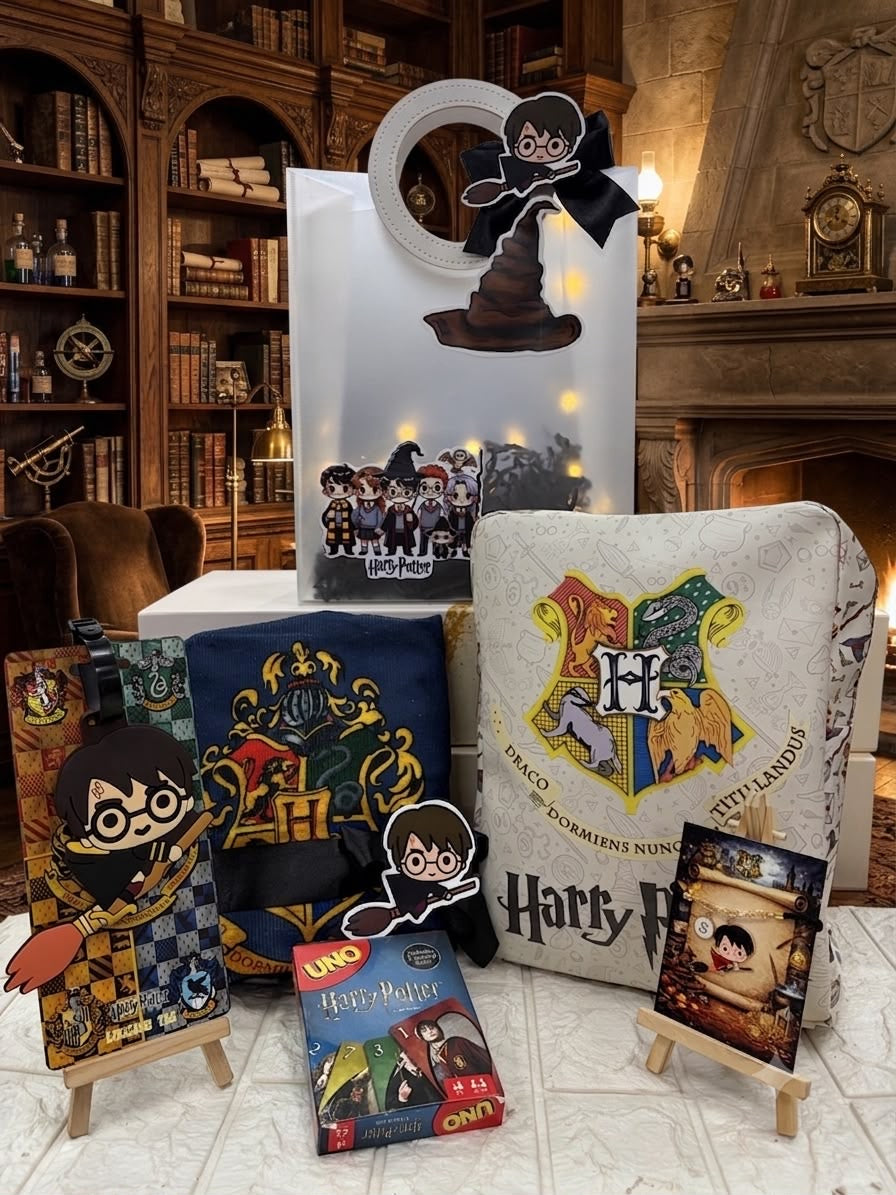 HK- 04 Personalized Harry Potter Gift Combo | Harry Potter Rakhi Gift Hamper with Backpack, Towel & UNO | Free Shipping