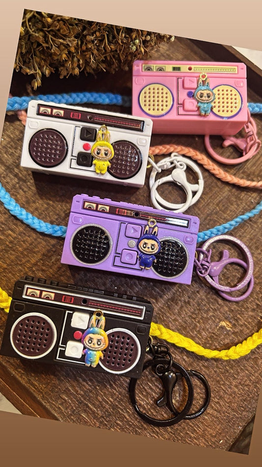 KN-30 🎙️ Labubu Tape Recorder Rakhi – Reusable Voice Keychain for Boys & Girls