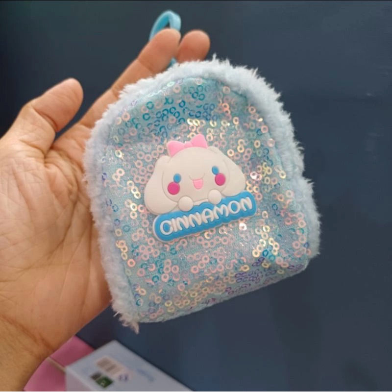 Sanrio Theme Inspired Kuromi, Hello Kitty, My Melody, Cinnamoroll & Pompompurin Mini Backpack Style Sequence Bag Keychain With Fur Detail