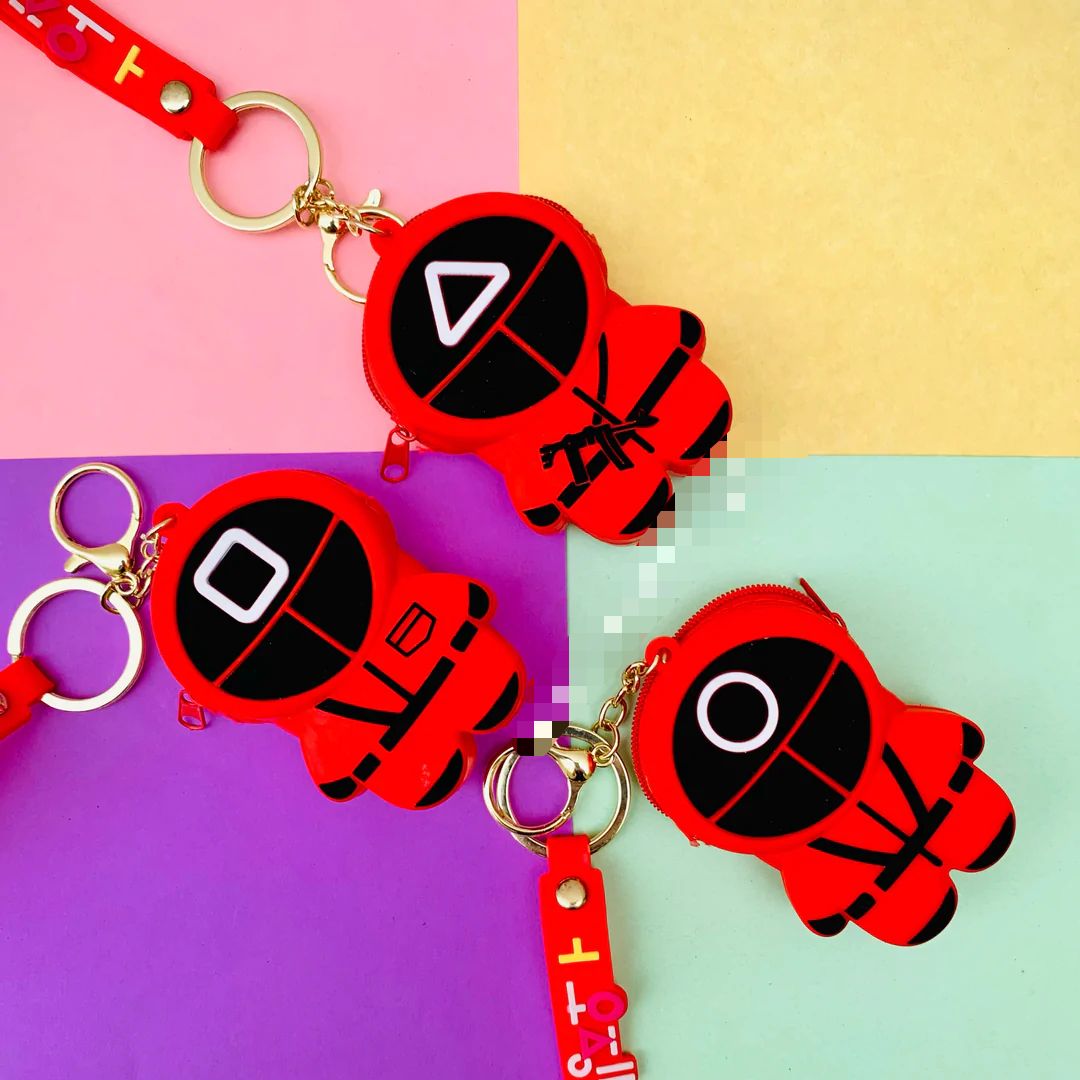 Squid Game Pop It Coin Pouch Keychain – Stress Relief Toy with Coin Holder for Kids and Adults