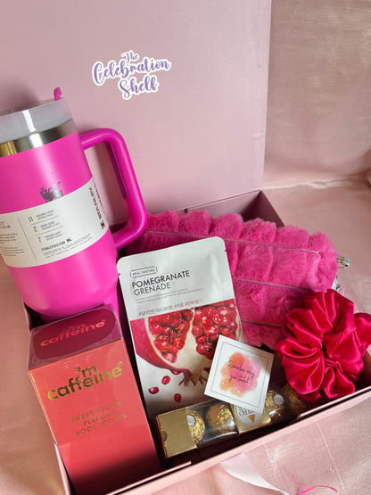 Hot Pink Luxe Hydration Hamper – Bold & Glam Gifting for Her | Rakhi, Bridesmaids, Birthdays