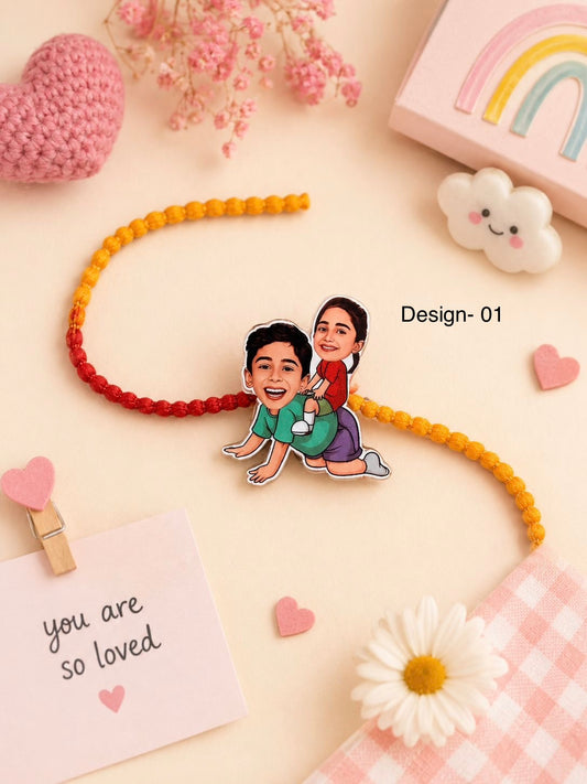 SB- 08 Personalized Magnetic Caricature Rakhi | Custom Photo Rakhi | Reusable Fridge Magnet Rakhi 2026