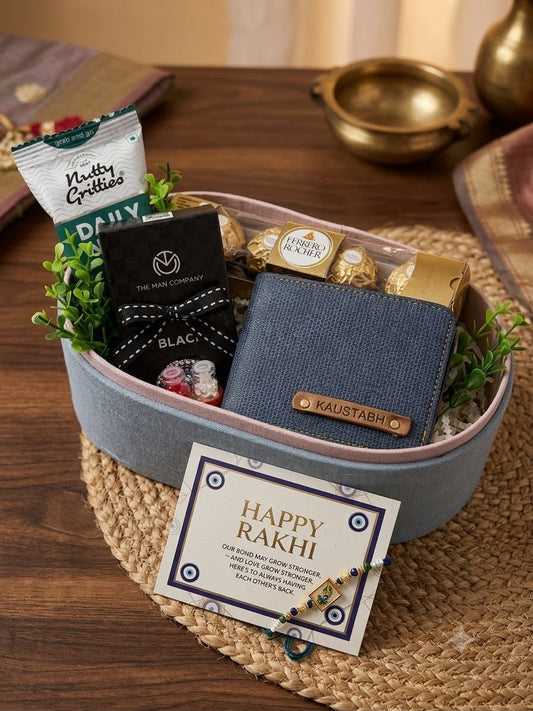 HB- 05 Personalized Premium Gift Hamper for Brother | Rakhi Gift Hamper with Wallet, Perfume & Chocolates | Free Shipping