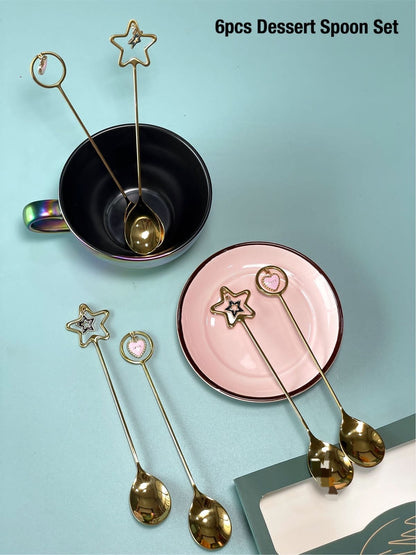 Christmas Special Stainless Steel Charms Spoon Set in Elegant Gift Box (Set of 6)