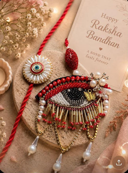 NB- #05 Evil Eye Rakhi Lumba Set | Handmade Nazar Protection Bhaiya Bhabhi Rakhi | Designer Rakhi 2026