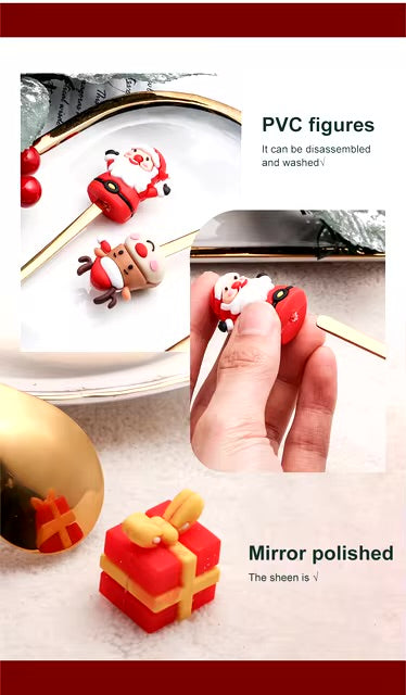 Christmas Special Stainless Steel Spoon & Fork Set in Elegant Gift Box (Set of 6)