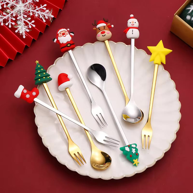 Christmas Special Stainless Steel Cutlery Set in Elegant Gift Box (Set of 2)