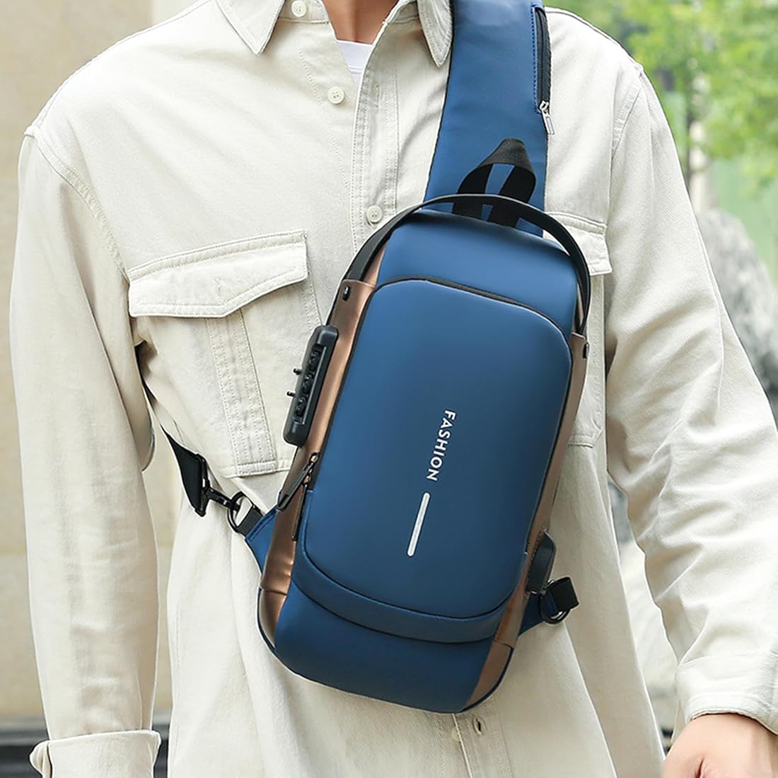 Multifuncional Chest Bag– Water Repellent| Anti-Theft| USB Slot| Perfect for Travel| Hiking| Airport| College