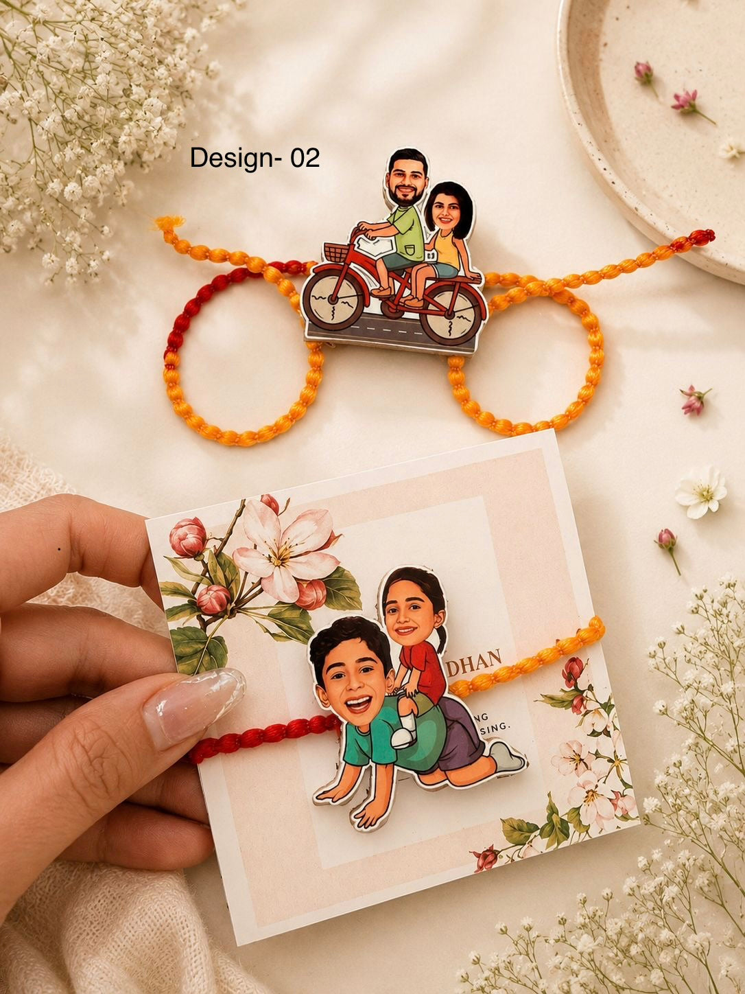 SB- 08 Personalized Magnetic Caricature Rakhi | Custom Photo Rakhi | Reusable Fridge Magnet Rakhi 2026