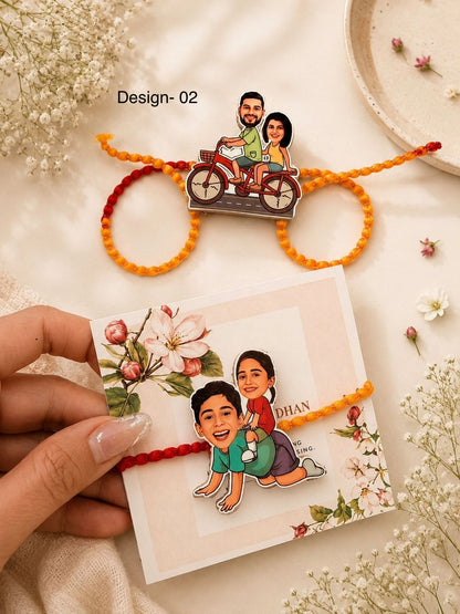 SB- 08 Personalized Magnetic Caricature Rakhi | Custom Photo Rakhi | Reusable Fridge Magnet Rakhi 2026