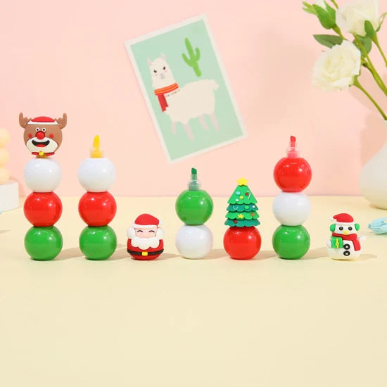 High-Quality Fibre Tip Highlighter with Cute Christmas Lids