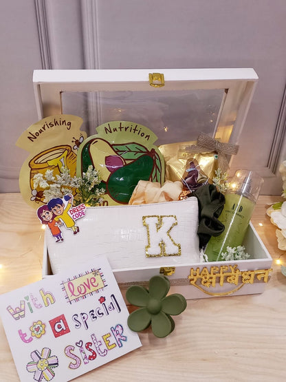 Personalised Pamper Hamper for Sister – Trunk Box with Body Mist, Chocolates, Sheet Masks & More