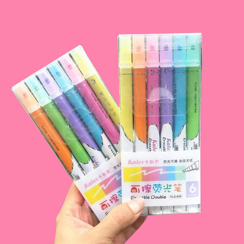 Dual Tip Erasable Markers/Highlighters (Set of 6) 🌈