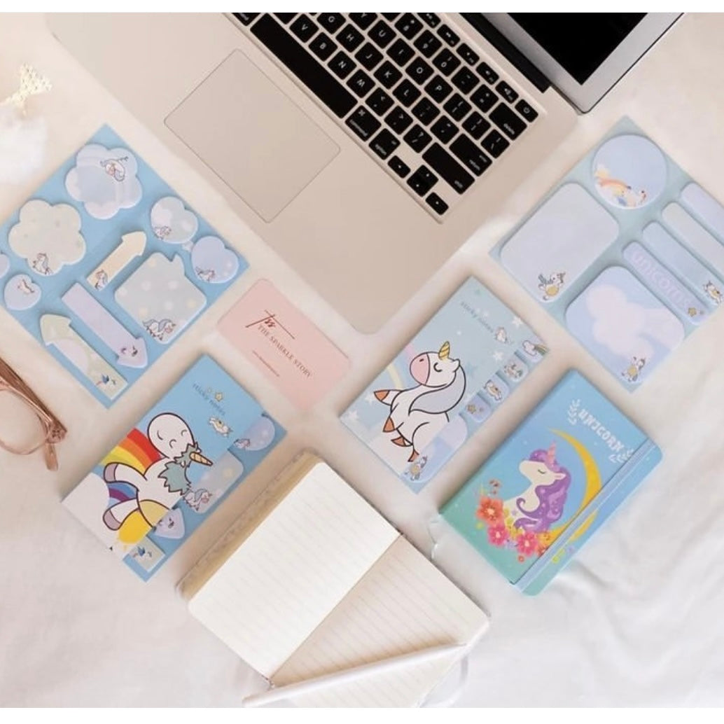 🦄 Unicorn-Themed Sticky Notes Set – 9 to 10 Designs | Fancy Stationery