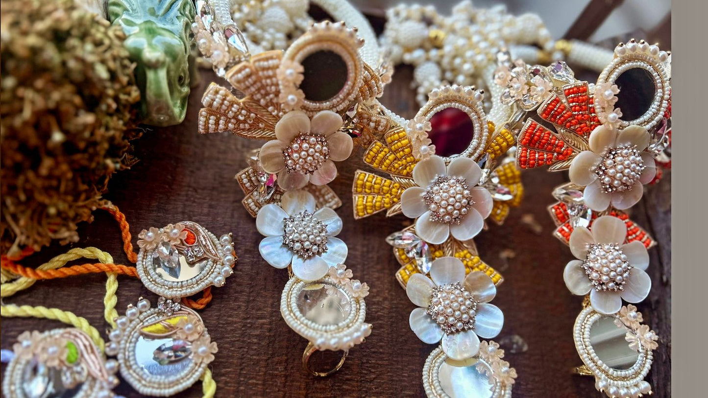 N-16 Beautiful Hathphool Lumba Rakhi Set – Handcrafted Bhabhi Rakhi in 3 Stunning Colours