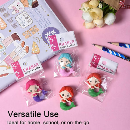 Mini Mermaid Erasers – Pack of 4 for Kids