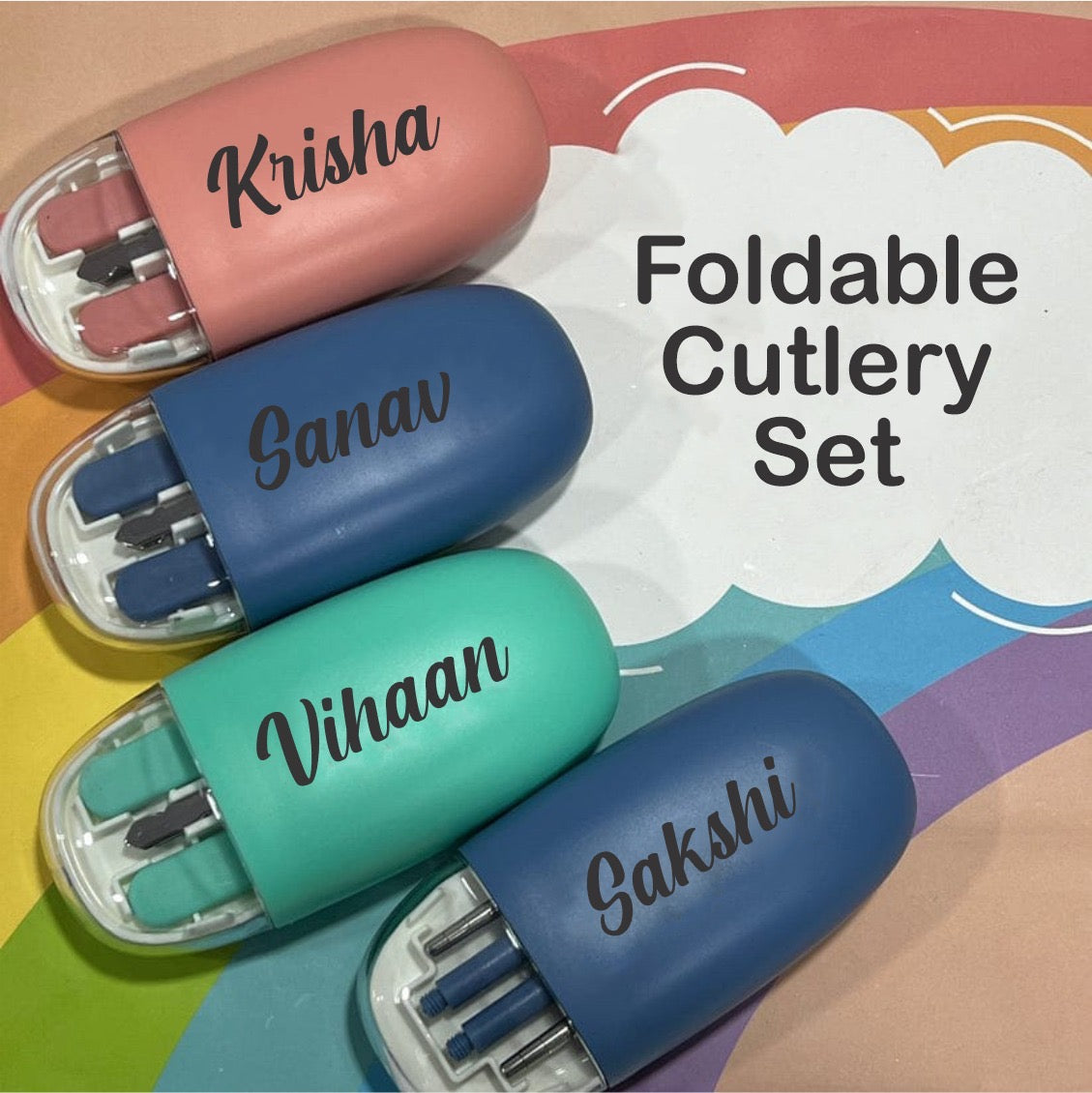 Personalized Tedemei Travel Cutlery Set with Name – Spoon, Fork & Chopsticks