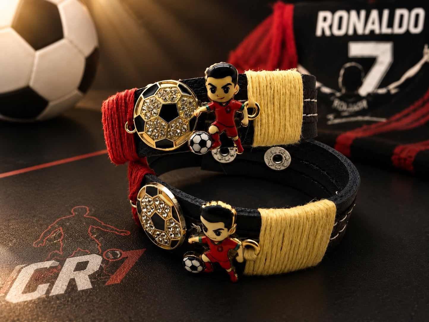 SK- 03 Football Bracelet Rakhi for Ronaldo Fans | Premium Football Rakhi for Brother | Sports Rakhi 2026
