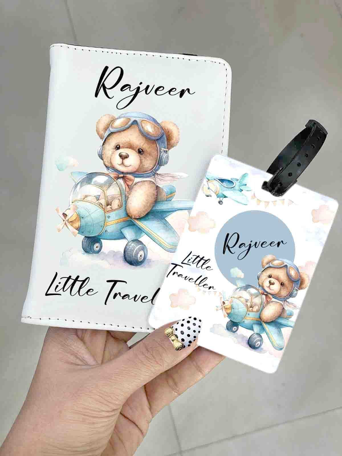 Personalized Travel Passport Cover Luggage Bag Tag Combo Little Traveller