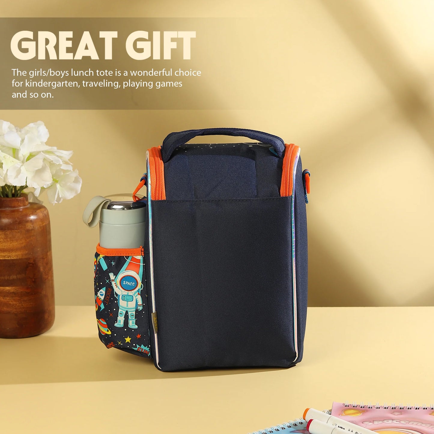 Customisable Insulated Lunch Bag – Sports, Unicorn, Space, Dino Theme & More (Vest Brand Inspired)