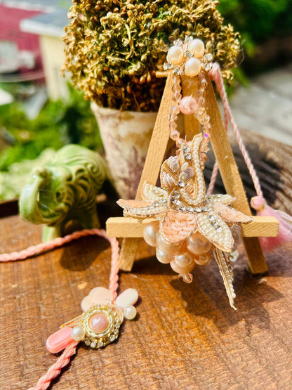 N-31 🩷 Elegant Peach Pearl Bhaiya Bhabhi Rakhi Set – Lumba & Rakhi Pair for Raksha Bandhan 2025