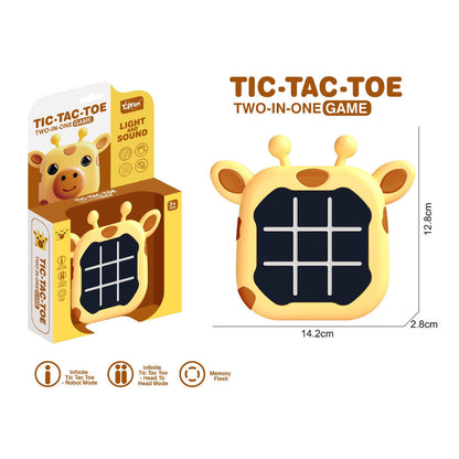 Animal Theme Electric Tic Tac Toe Game – Light-Up 2-in-1 Portable Game for Kids | No Screen Fun
