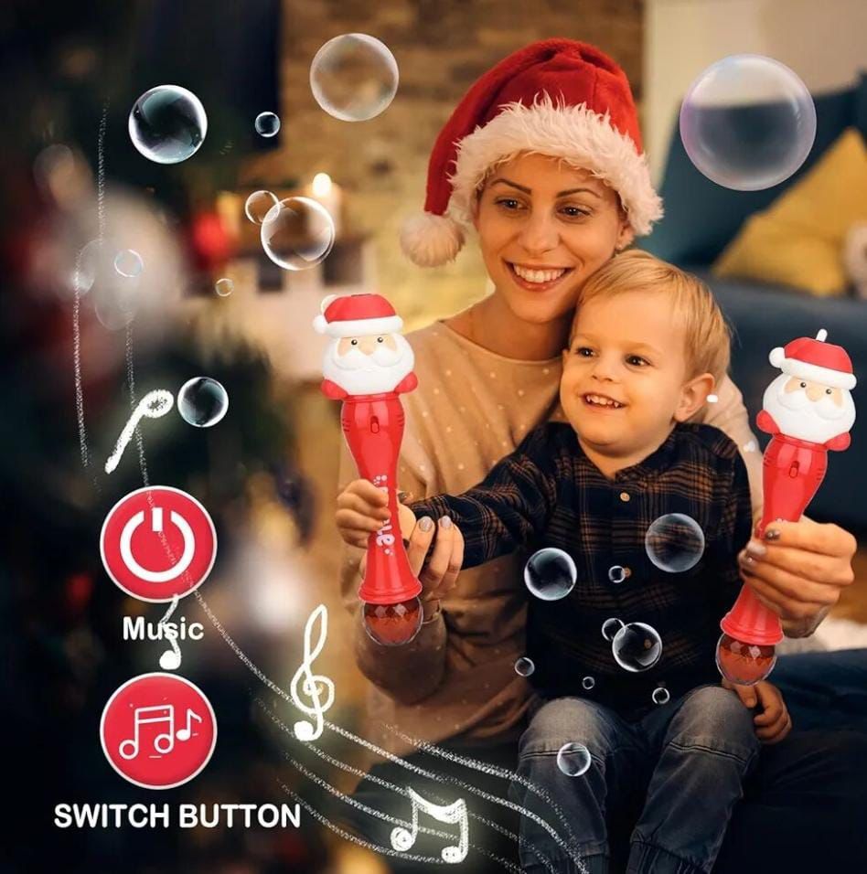 Santa Theme Christmas Special 3-in-1 Light, Music, and Bubble Wand 🎅