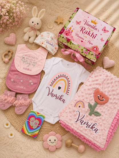 SBK- 02 Baby's First Rakhi Keepsake Hamper | Personalised Baby Gift Box with Baby Feet Rakhi | Baby Raksha Bandhan Gift 2026