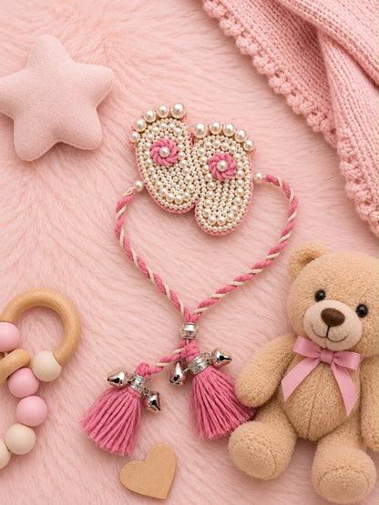 SK- 02 Beaded Baby Feet Rakhi | Baby's First Raksha Bandhan Rakhi | Premium Baby Rakhi 2026