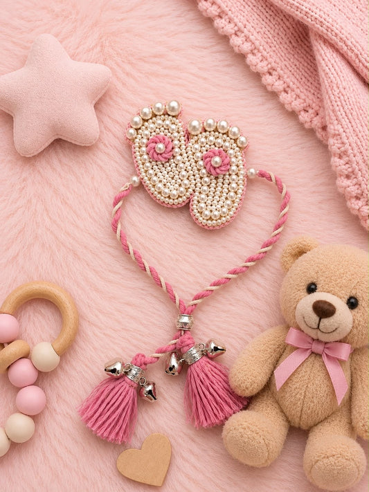 SK- 02 Beaded Baby Feet Rakhi | Baby's First Raksha Bandhan Rakhi | Premium Baby Rakhi 2026