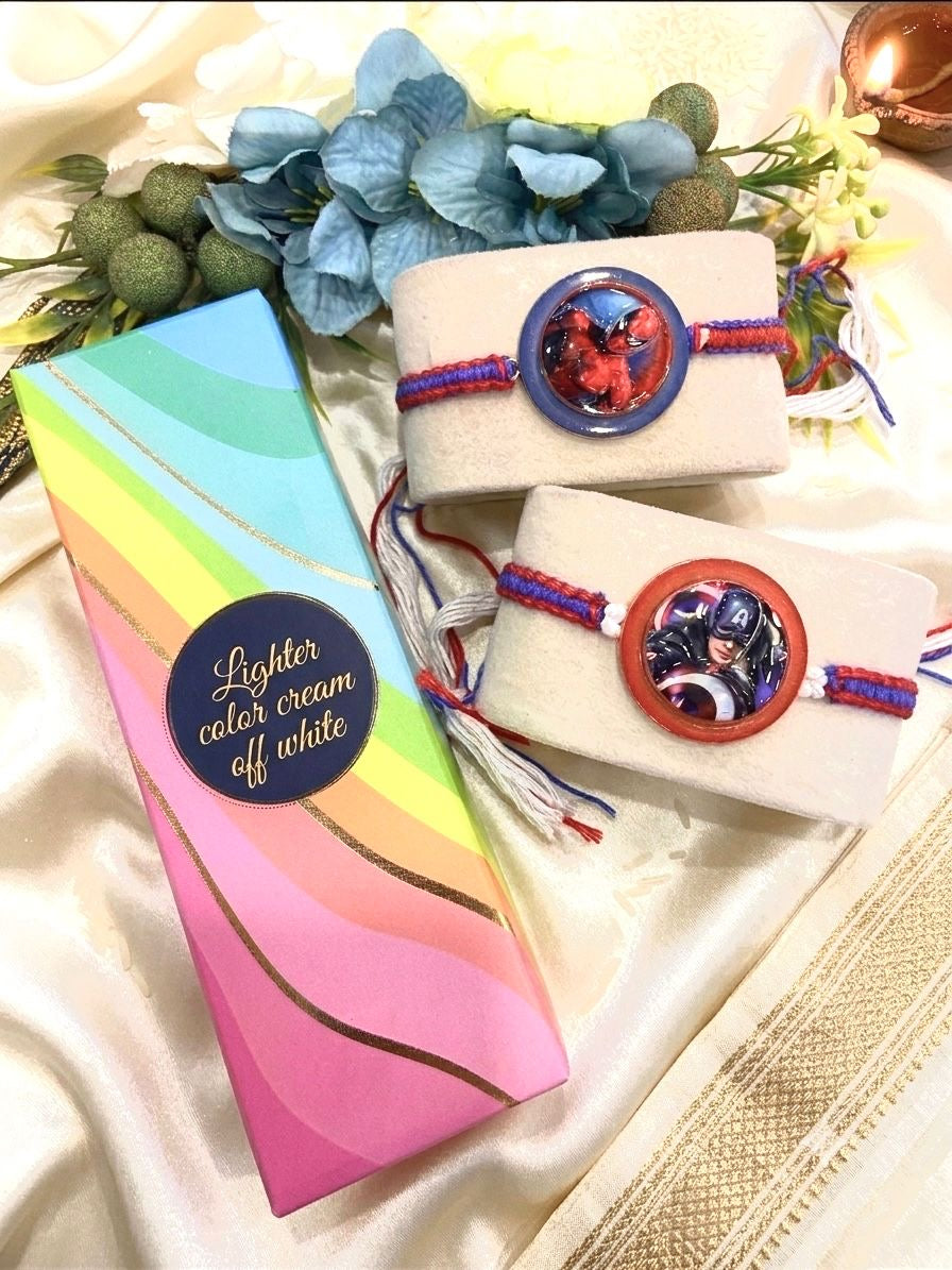 SK- 07 Premium Kids Spinner Rakhi Gift Box | Spider Hero, Captain Hero, Shinchan, Red Car & Unicorn | Raksha Bandhan 2026