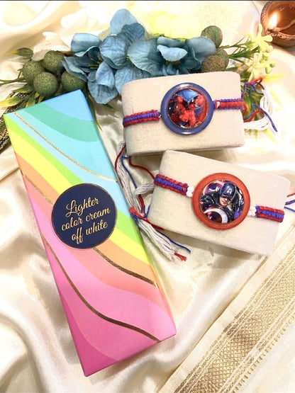 SK- 07 Premium Kids Spinner Rakhi Gift Box | Spider Hero, Captain Hero, Shinchan, Red Car & Unicorn | Raksha Bandhan 2026