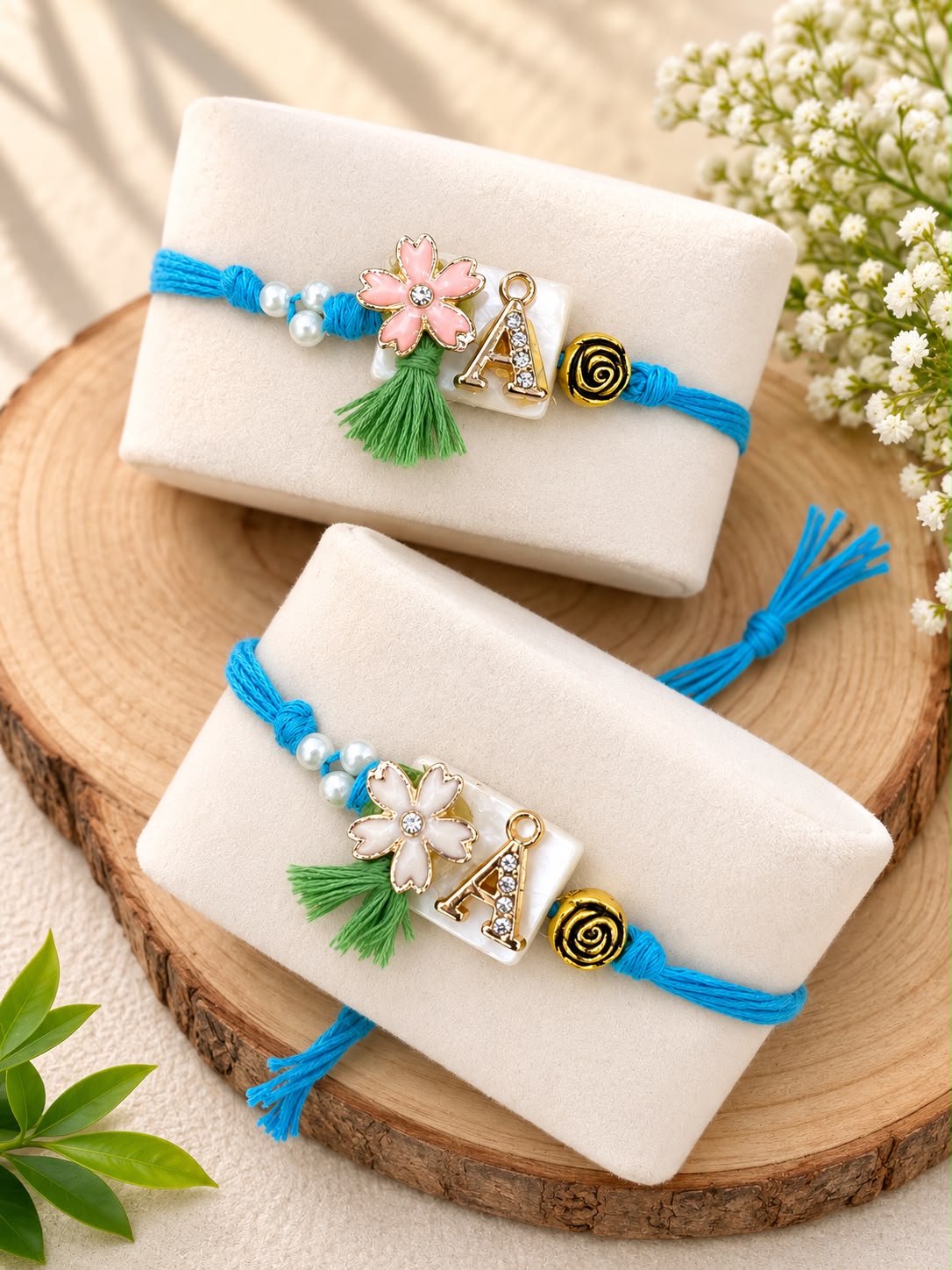 SB- 04 Personalised Initial Rakhi | Mother of Pearl Alphabet Rakhi for Brother | Premium Letter Rakhi 2026