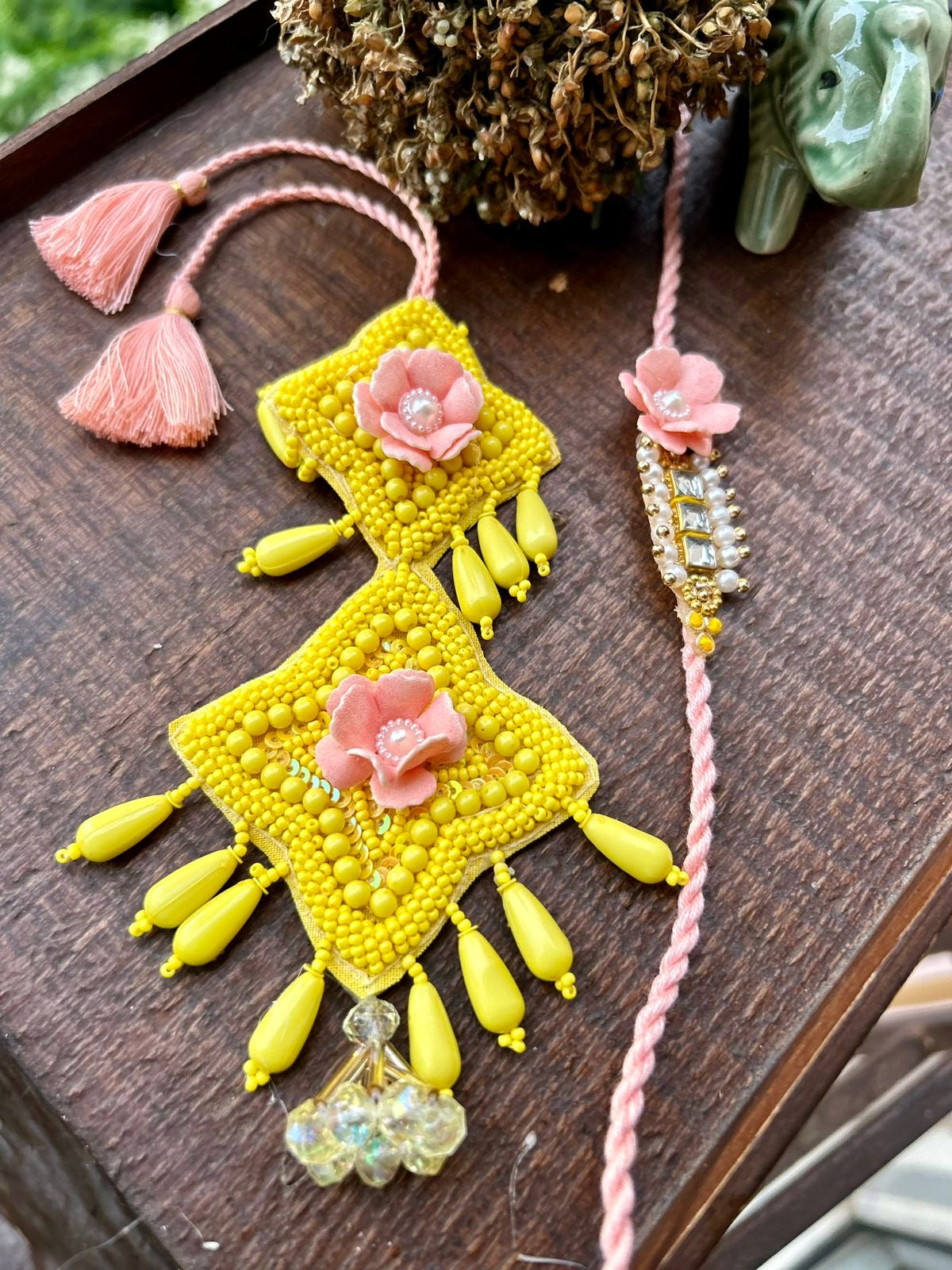 N-38 🎀 Traditional Lumba Rakhi for Bhabhi – Colourful & Festive Design