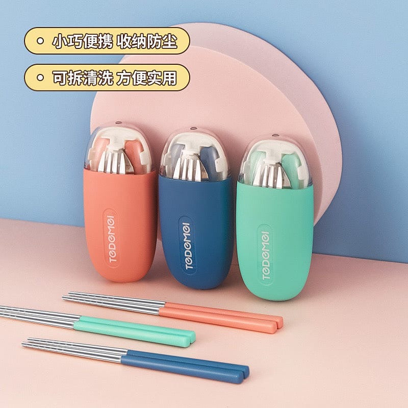 Personalized Tedemei Travel Cutlery Set with Name – Spoon, Fork & Chopsticks