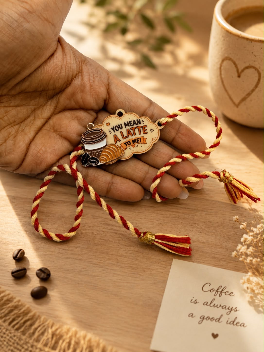 SB- 07 You Mean A Latte Rakhi for Brother | Coffee Lover Keychain Rakhi | Funny Rakhi 2026