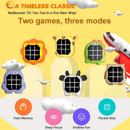 Animal Theme Electric Tic Tac Toe Game – Light-Up 2-in-1 Portable Game for Kids | No Screen Fun