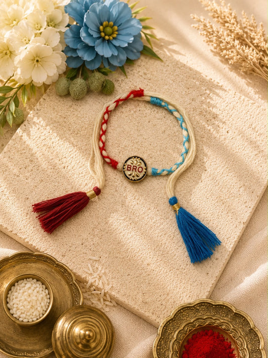 BRO Charm Rakhi with Heavy Tassel | Premium Metallic BRO Rakhi for Brother | Designer Rakhi 2026