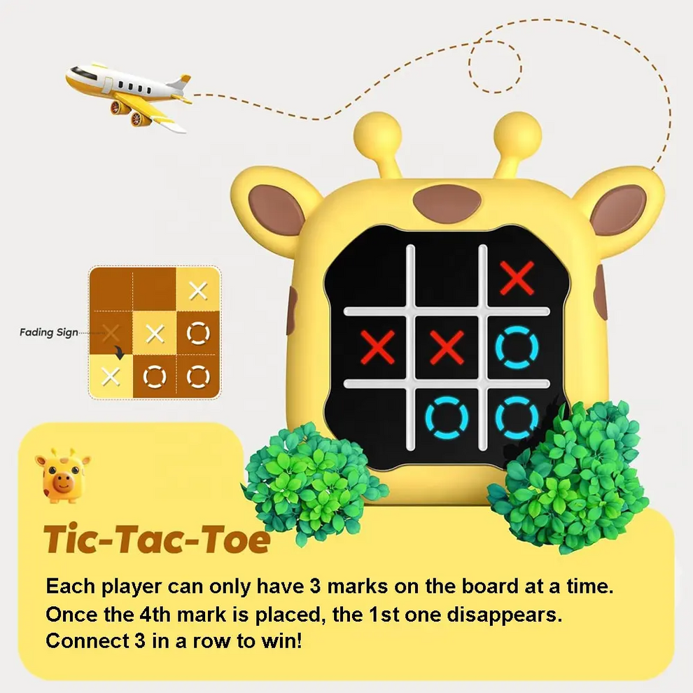 Animal Theme Electric Tic Tac Toe Game – Light-Up 2-in-1 Portable Game for Kids | No Screen Fun