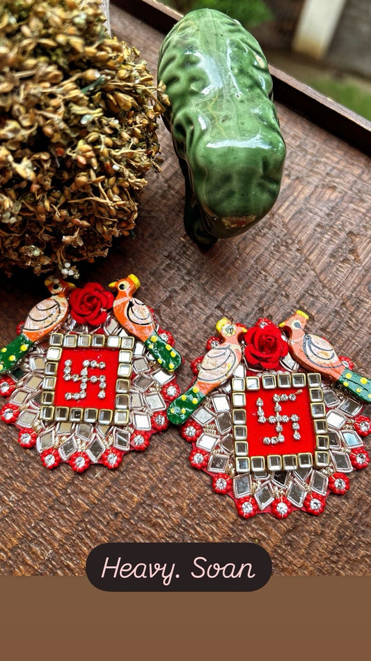 S N-01 Heavy Mirror Work Soan Pair – Hand-Embroidered Auspicious Door Décor for Rakshabandhan