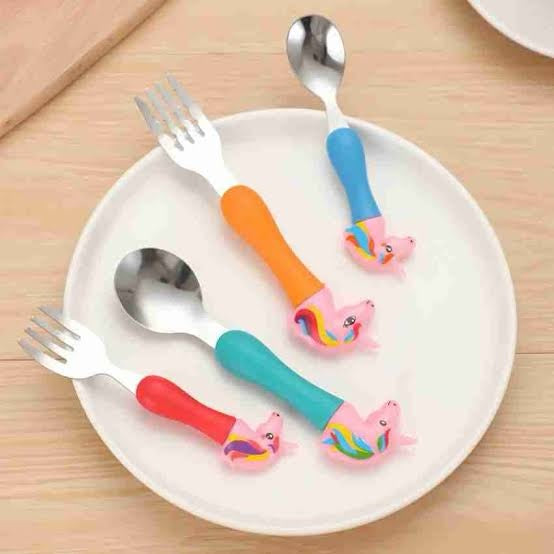 Peppa Pig/ Unicorn Cutlery Set (Set of 4) for Kids – Steel with Character Motifs
