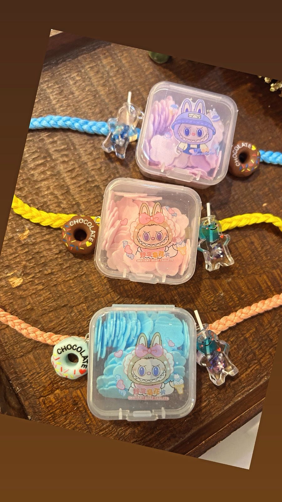 KN-28 🧼 Labubu Theme Hand Soap Box – With Scented Soap | Reusable Kids Rakhi Collection 2025