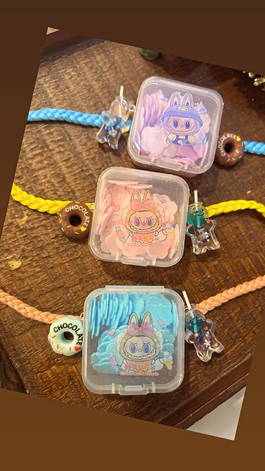 KN-28 🧼 Labubu Theme Hand Soap Box – With Scented Soap | Reusable Kids Rakhi Collection 2025