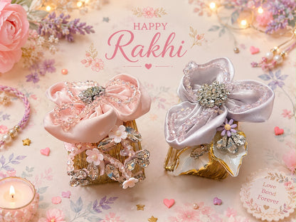 NB- 77 Designer Satin Floral Bracelet Rakhi | Crystal Bracelet Rakhi for Bhabhis & Bhatijis | Premium Rakhi 2026