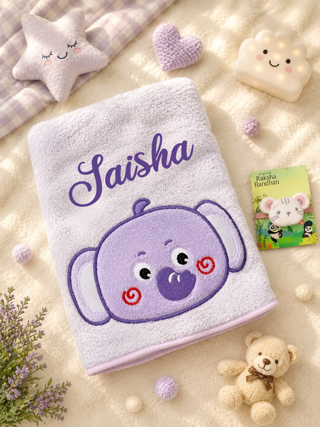 SKH- 07 Personalized Baby Towel with Toy Rakhi Gift Box | Newborn Baby Rakhi Gift | Raksha Bandhan 2026