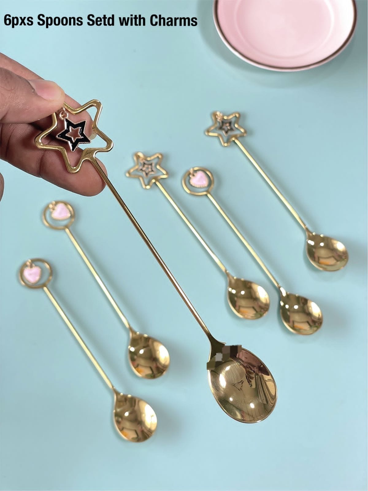 Christmas Special Stainless Steel Charms Spoon Set in Elegant Gift Box (Set of 6)