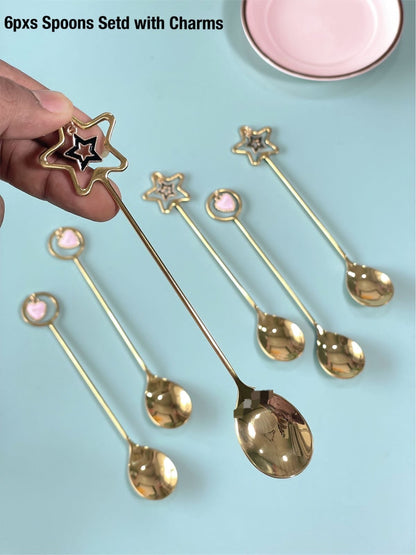 Christmas Special Stainless Steel Charms Spoon Set in Elegant Gift Box (Set of 6)