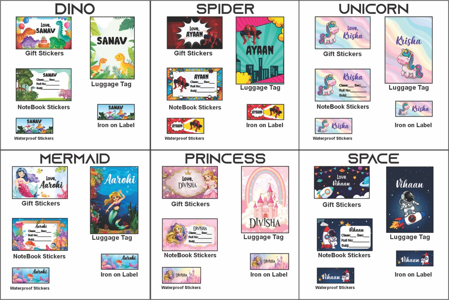 School Labelling Kit Combo 2.0 - Waterproof Stickers, Iron-on Labels, MDF Tags & More | School Supplies Online India