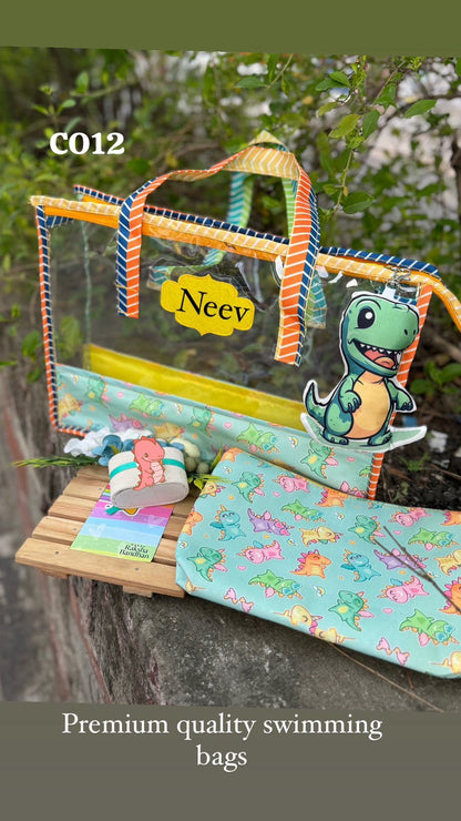 SKH- 03 Personalised Swimming Bag with Rakhi Gift Combo | Kids Rakhi Gift Hamper | Unicorn, Mermaid, Dino & Beach Themes